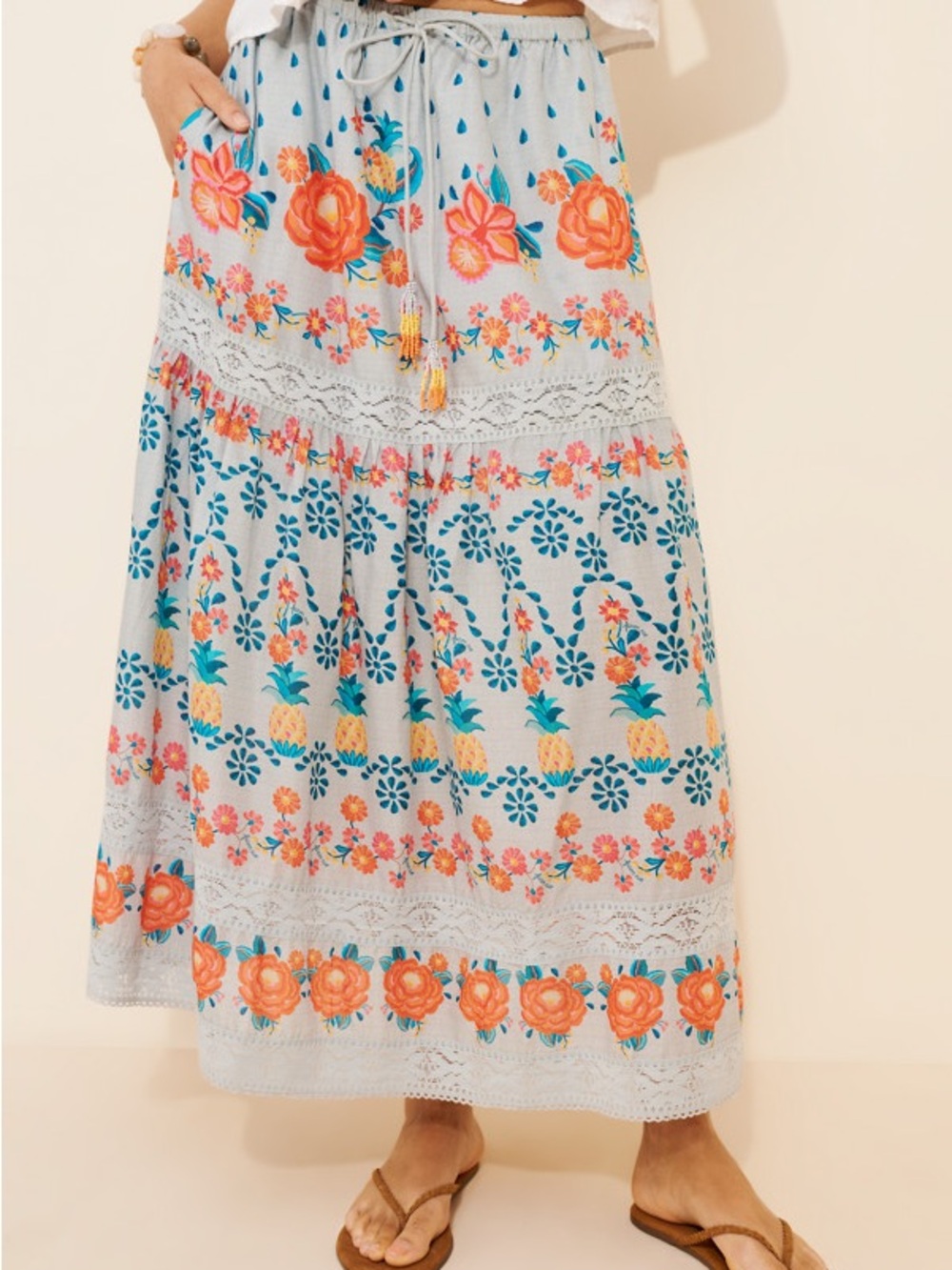 Anthropologie Farm Rio Tropical Delicacy Maxi Skirt